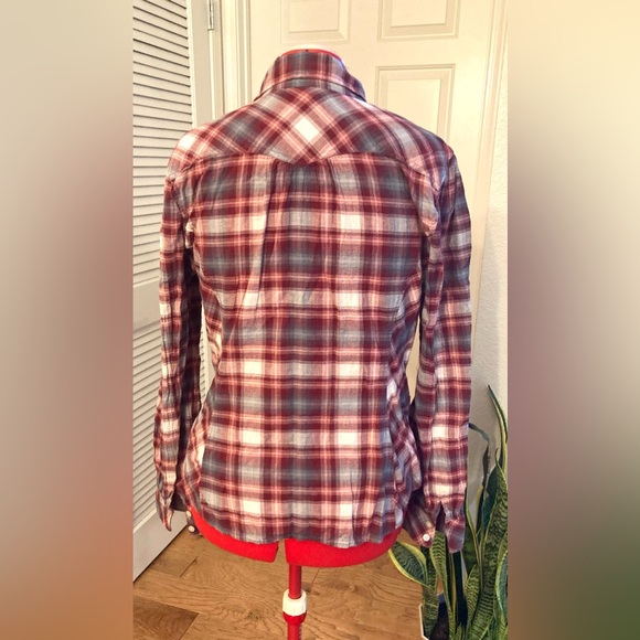 Lucky Brand Women's Plaid Button-Up Shirt Red Long Sleeve country Size XL - Picture 3 of 10
